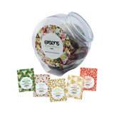 Exsens Warming Oil Foils 150 Piece Fishbowl Display with assorted flavors in a clear fishbowl container.