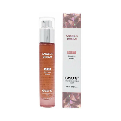 Exsens Pheromone Mist Angel's Dream 0.5 Oz bottle and packaging showing Rhodiola Rosea ingredients.