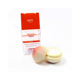 Exsens Nipple Arousal Cream Peachy Keen 0.3 Oz in packaging with cream pot open, highlighting its sweet peach flavor.