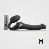 Strap-On-Me Multi Orgasm Bendable Strapless Strap-On Black Medium with remote control for enhanced pleasure.