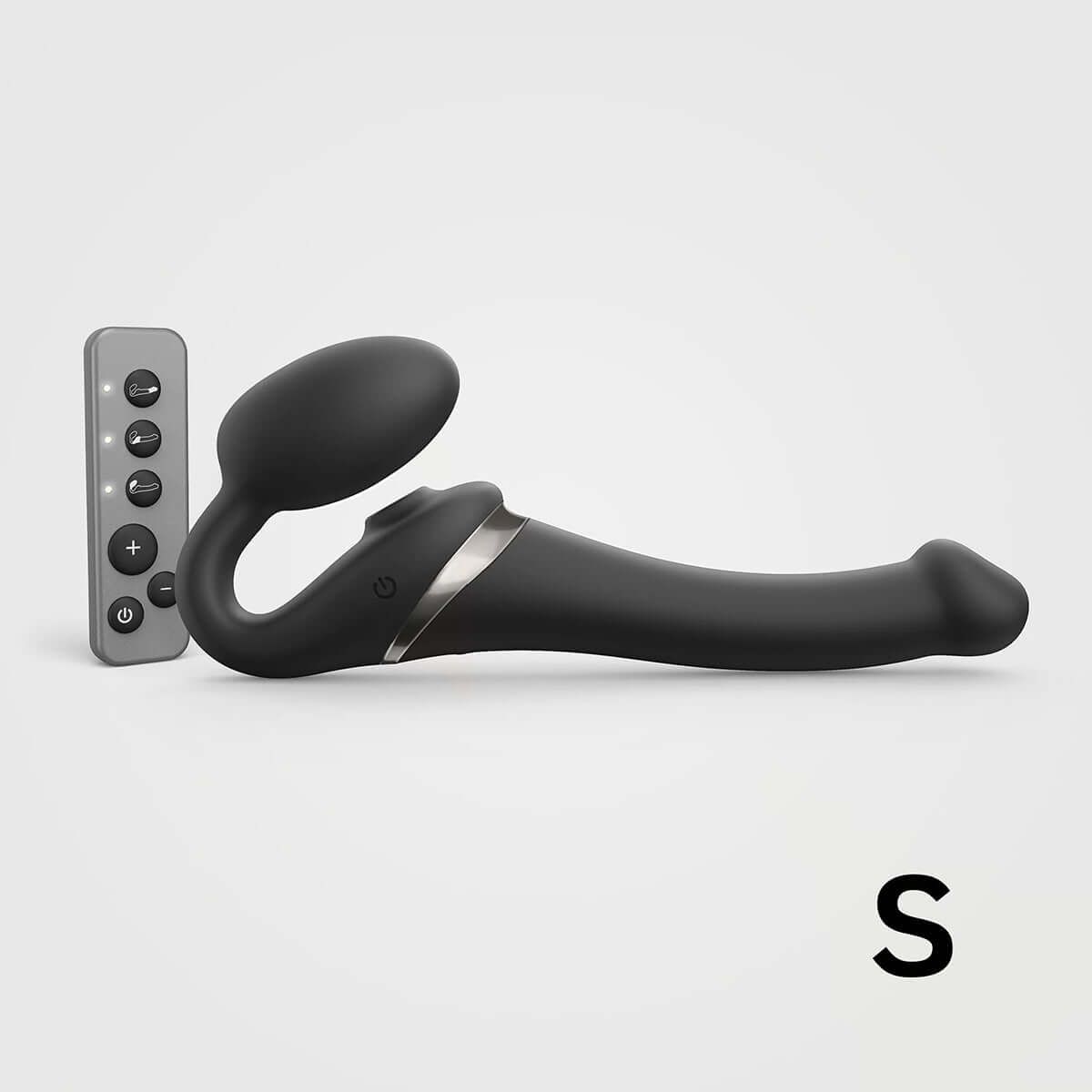 Strap-On-Me Multi Orgasm Bendable Strapless Strap-On Black Small with remote control, sleek design and flexible shape.
