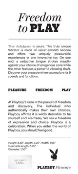 Playboy Pleasure True Indulgence Vibrator Deep Teal product information and features summary.