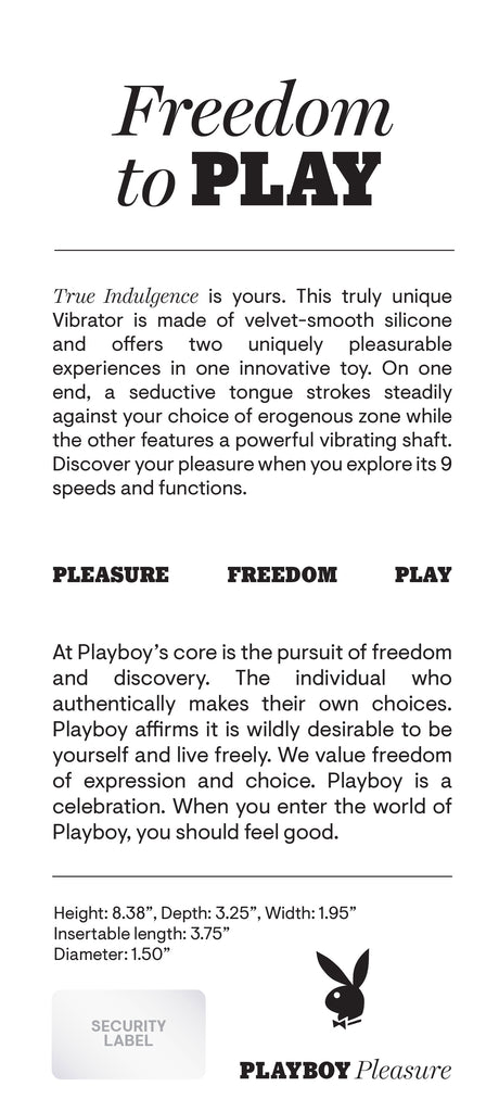 Playboy Pleasure True Indulgence Vibrator Deep Teal product information and features summary.