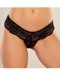 Adore Chiqui Love Thong Panty Black OS featuring sheer floral lace and scalloped trim for a feminine touch.