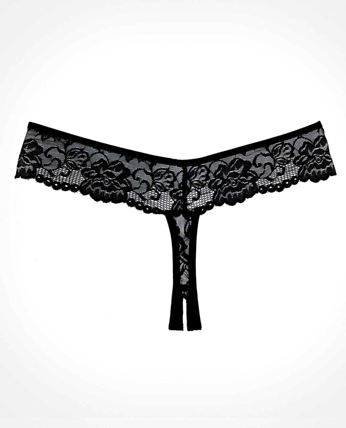 Adore Chiqui Love Thong Panty Black OS featuring sheer floral lace and playful thong cut design.