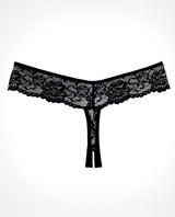 Adore Chiqui Love Thong Panty Black OS featuring sheer floral lace and playful thong cut design.