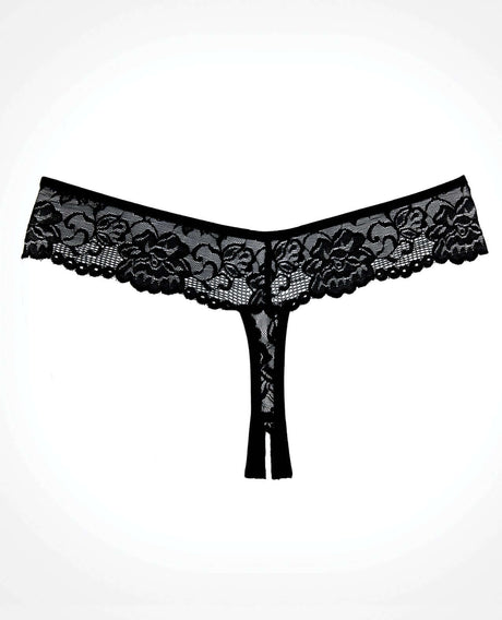 Adore Chiqui Love Thong Panty Black OS featuring sheer floral lace and playful thong cut design.