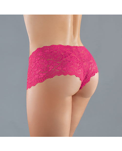 Adore Candy Apple Panty Hot Pink One Size showcasing a sultry lace design in vivid hot pink.