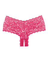 Adore Candy Apple Panty Hot Pink One Size showcasing a sultry lace design in vibrant hot pink color.
