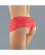 Adore Candy Apple Panty Red One Size showcased on model, highlighting lace design and rich red color.
