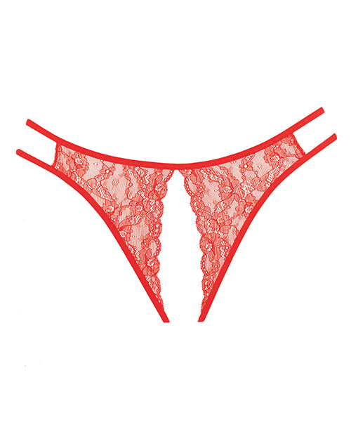Adore Sweet Honey Lace Panty Red One Size featuring scalloped lace and a sheer mesh back.