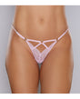 Adore Do Not Disturb Lace Thong Pink One Size with scalloped lace and playful silver ring details.