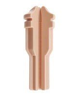 Autoblow AI Ultra Mouth Sleeve Beige showing ribbed internal texture for added stimulation.