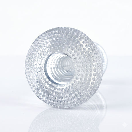 Palm-Tec DX Vol 17 Clear TPR Stroker showcasing ribbed interior and clear design for enhanced pleasure.