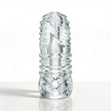 Sexflesh Palm-Tec LX Vol 20 Stroker Clear showcases its clear design and textured surface for enhanced stimulation.