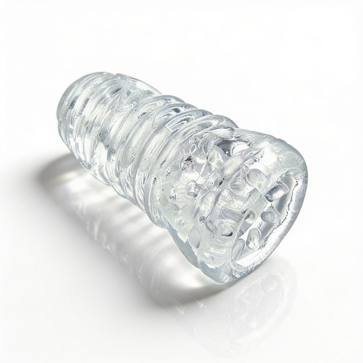 Sexflesh Palm-Tec LX Vol 20 Stroker Clear with ribbed design for intense sensations.