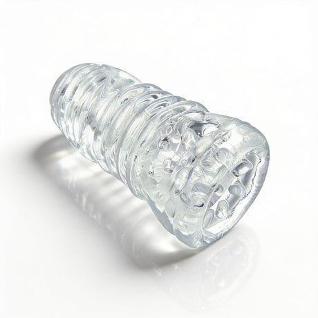 Sexflesh Palm-Tec LX Vol 20 Stroker Clear with ribbed design for intense sensations.