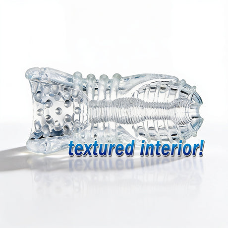 Sexflesh Palm-Tec LX Vol 20 Stroker Clear with textured interior for enhanced stimulation.