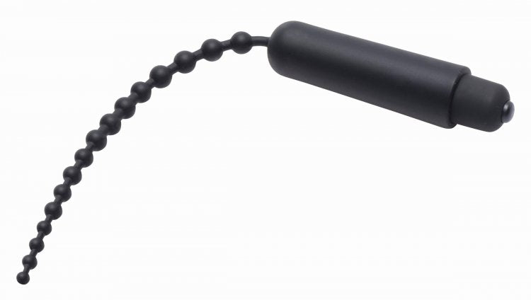 Master Series Dark Rod Vibrating Beaded Silicone Sound for intense urethral pleasure and precise stimulation.