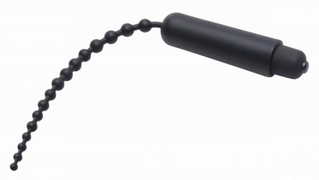 Master Series Dark Rod Vibrating Beaded Silicone Sound for intense urethral pleasure and precise stimulation.