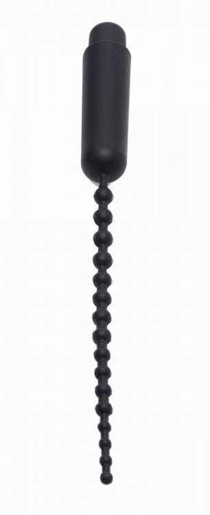 Master Series Dark Rod Vibrating Beaded Silicone Sound for intense urethral pleasure and stimulation.