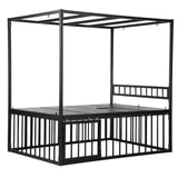Master Series Bondage Bed with Cage in heavy-duty black steel, featuring a spacious design and multiple anchor points.