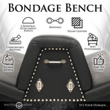 Bareback Submission Horse Black bondage bench with vegan leather, sturdy design, and comfortable padding for pleasure.