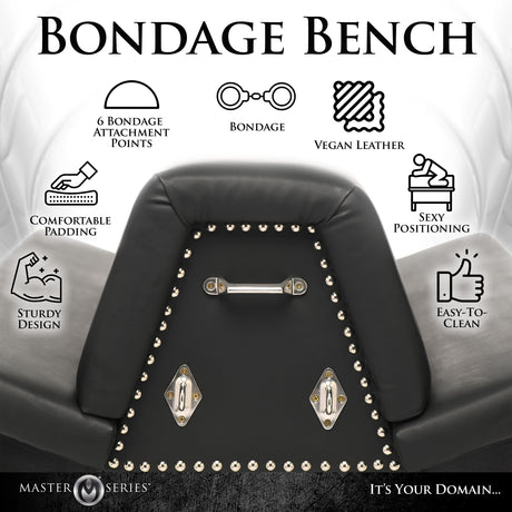 Bareback Submission Horse Black bondage bench with vegan leather, sturdy design, and comfortable padding for pleasure.
