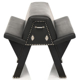 Bareback Submission Horse Black bondage bench with smooth vegan leather and bold metal accents.