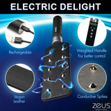 Zeus Electrosex 16 Inch E-stim Spiked Paddle Black with rechargeable feature and conductive spikes for electrifying impact play.