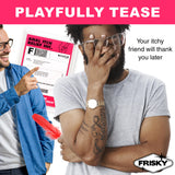 Playful scene featuring the Anal Itch Relief Joke Gift, showcasing laughter and a prank with a feather.