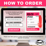 Instructions for ordering the Anal Itch Relief Joke Gift with shipping and billing details.