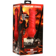 Cujo Canine Silicone Dildo Extra Large packaging, featuring bright red design and detailed ridges for enhanced sensation.
