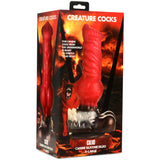 Cujo Canine Silicone Dildo Extra Large packaging, featuring bright red design and detailed ridges for enhanced sensation.