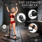 Ultimate Enforcer Forced Orgasm Tower with Sex Machine featuring bondage cuffs and multi-speed control.
