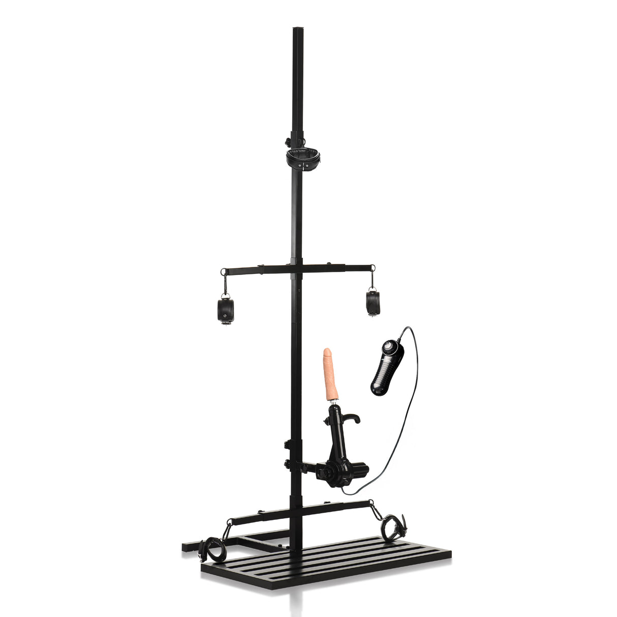 Ultimate Enforcer Forced Orgasm Tower with Sex Machine featuring a sturdy steel design and removable components.