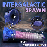 Tenta-Queen Ovipositor Silicone Dildo with Eggs featuring ribbed shaft, spiraling suckers, and detachable silicone eggs.