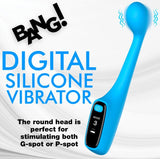 Bang Digital G-Spot Silicone Vibrator Blue with a round head for G-spot and P-spot stimulation.