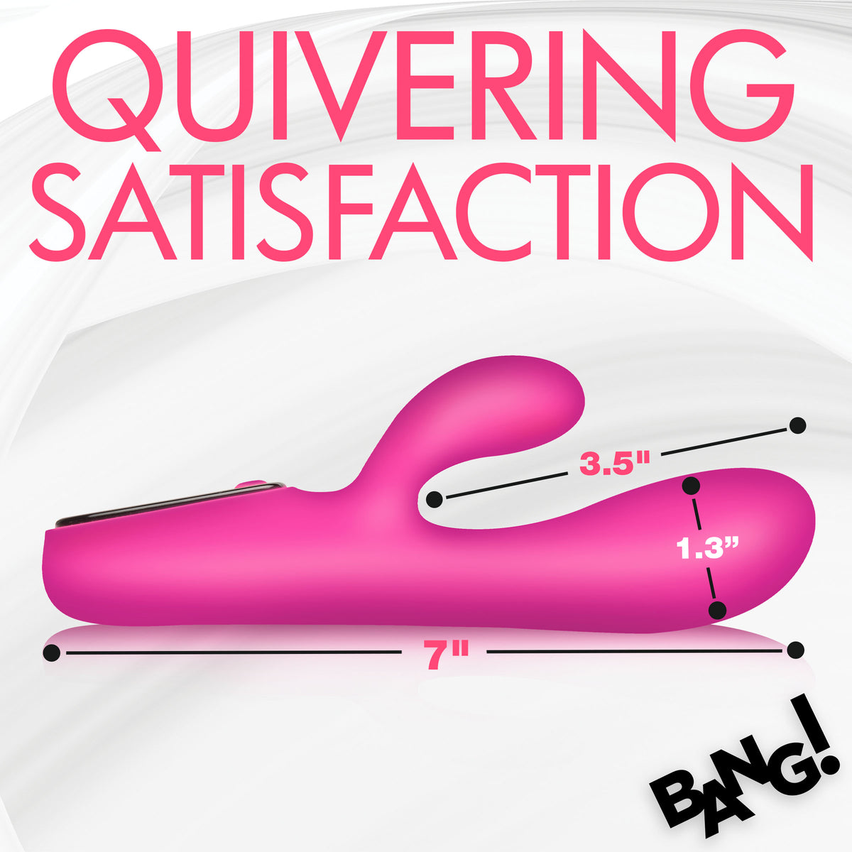 Silicone Rabbit Vibrator with Digital Display in bright pink color showing measurement details for optimal use.