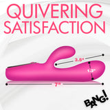Silicone Rabbit Vibrator with Digital Display in bright pink color showing measurement details for optimal use.