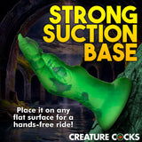 Raptor Claw Fisting Silicone Dildo Green with strong suction base for adventurous play.