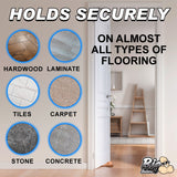 Big Balls Door Stop holds securely on various flooring types including hardwood, laminate, tiles, carpet, stone, concrete.