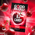 Good Blow Cherry Popping BJ Candy packaging with cherries and vibrant design, highlighting its cherry flavor and popping sensation.