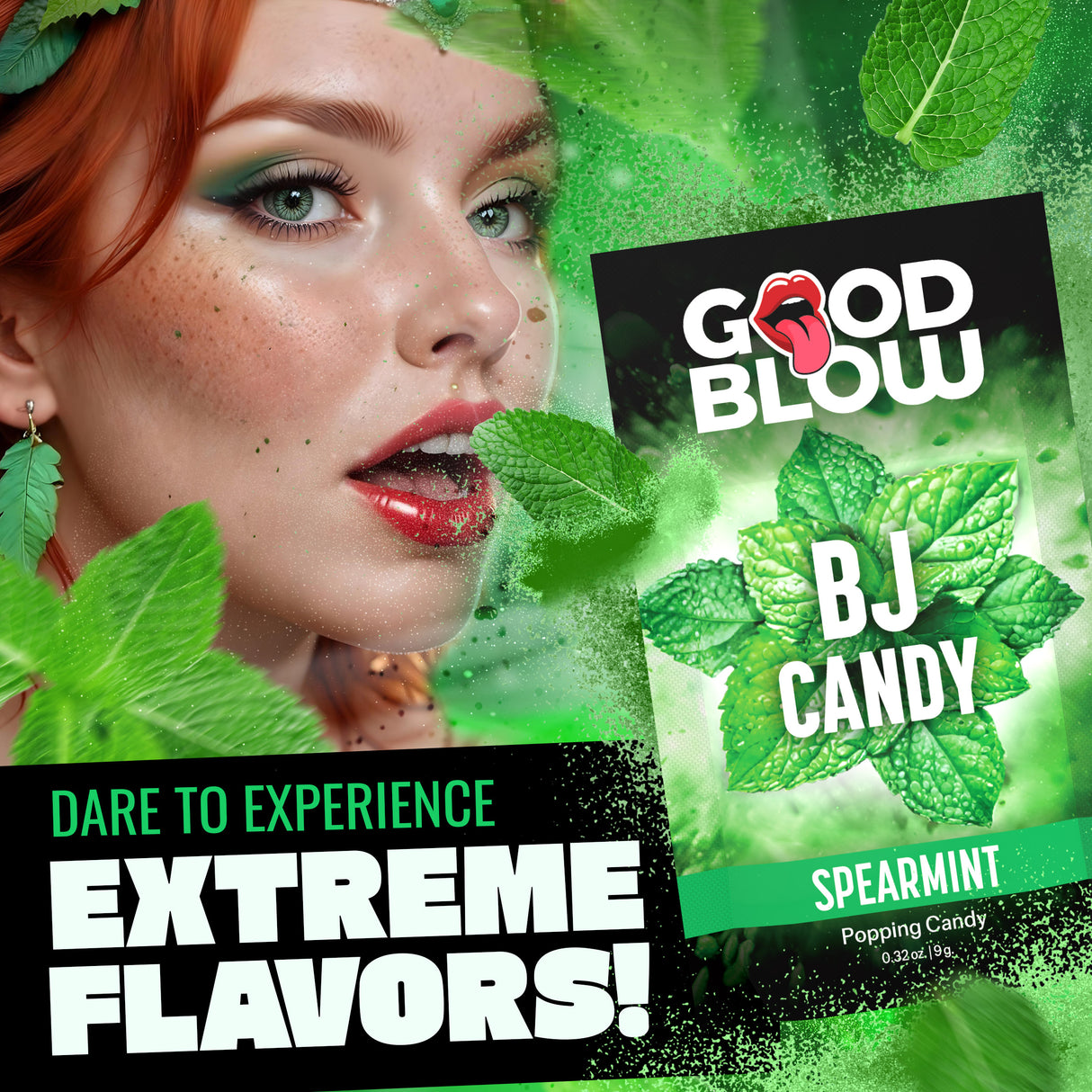 Good Blow BJ Candy 4 Count Sampler Pack featuring Spearmint popping candy and extreme flavors for oral play.