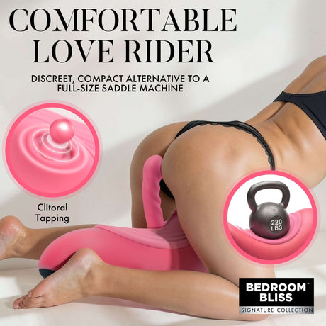 Pleasure Ride Rocking Saddle Sex Machine with clitoral tapping for hands-free pleasure.