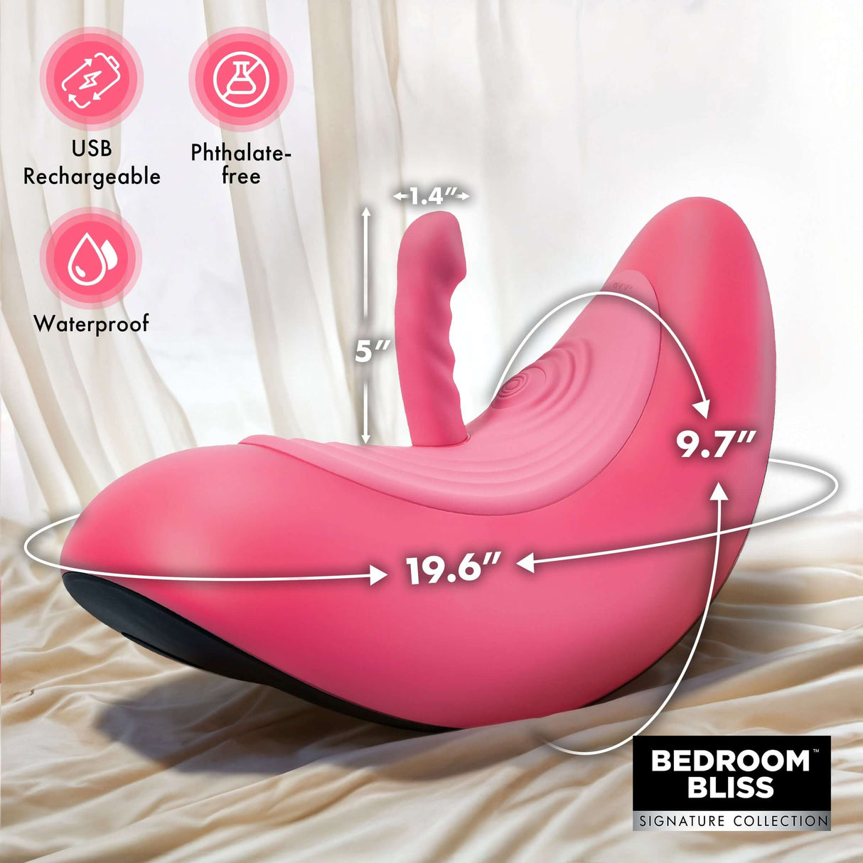Pleasure Ride Rocking Saddle Sex Machine in pink, showcasing its ergonomic design and waterproof features.