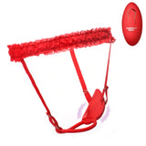 Couples Panty Vibe with Remote Textured Silicone Red featuring raised texture and open-crotch design.