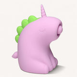 Tappyhorn Tapping Silicone Clitoral Stimulator shaped like a pink unicorn with a spiral horn and soft silicone mouth.