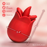 Bloomgasm Petal Kiss Kissing and Licking Vibrator, premium silicone, USB rechargeable, splashproof, phthalate-free, 4-inch design.