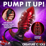 Creature Cocks Asstopus Fantasy Inflatable Anal Plug Large with a pump and unique texture in a colorful background.